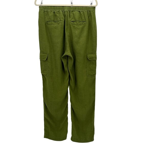 C&C California Womens Medium Pants Linen Cargo Pull On Green Drawstring - Picture 4 of 8